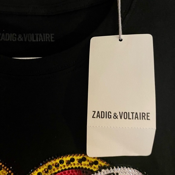 Zadig & Voltaire Black Tee Shirt Women’s Size Large - Picture 7 of 8